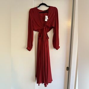 Banana Republic Deep Red Long Sleeve Dress NWT